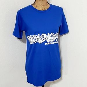 North Shore Hawaii  blue white graphic tee shirt sz.SM Aloha Island Style